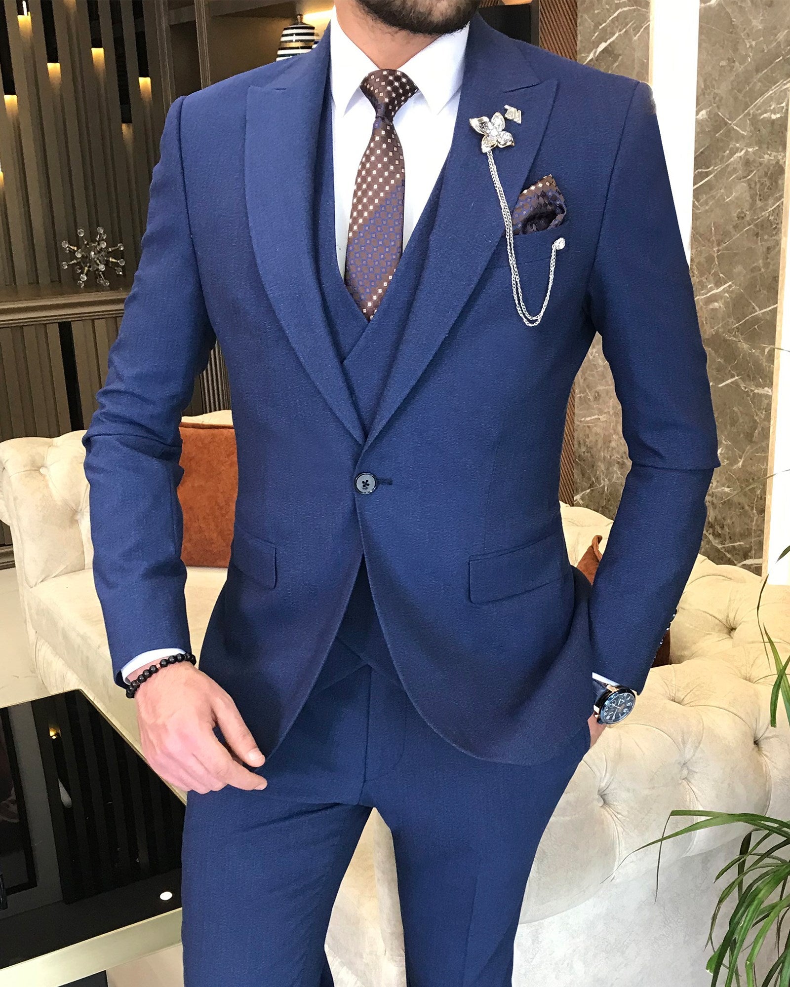 Bojoni Montreal Slim Fit Blue Suit | BOJONI