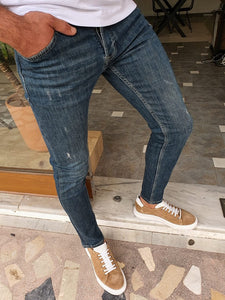 Forenzax Navy Blue Slim Fit Ripped Jeans | BOJONI