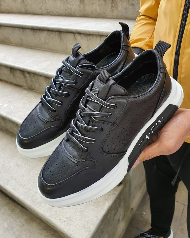 Sheridan Matte Black Lace-Up Sneakers