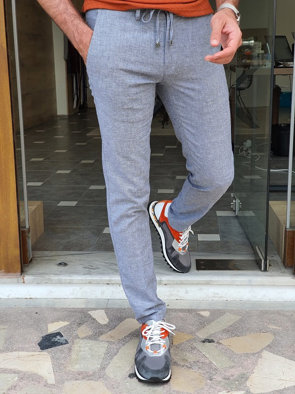 Mantova Gray Slim Fit Cotton Pants