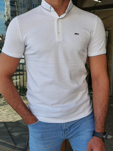 Lerno White Slim Fit Polo T-Shirt | BOJONI