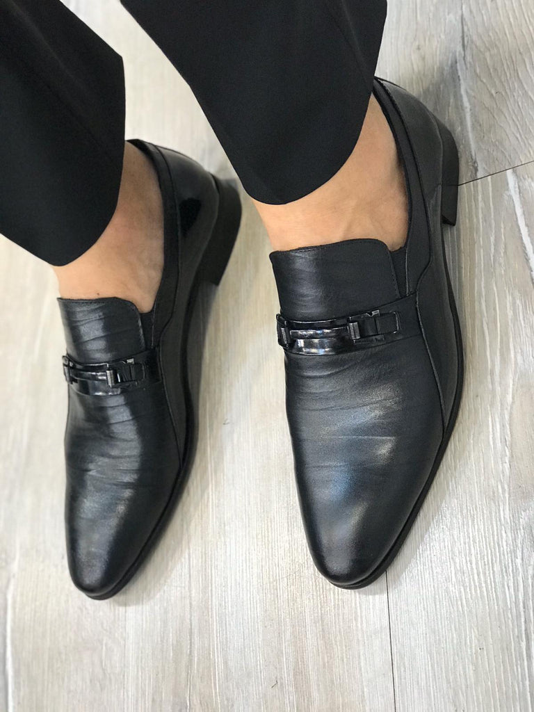 Leone Black Leather Shoes | BOJONI