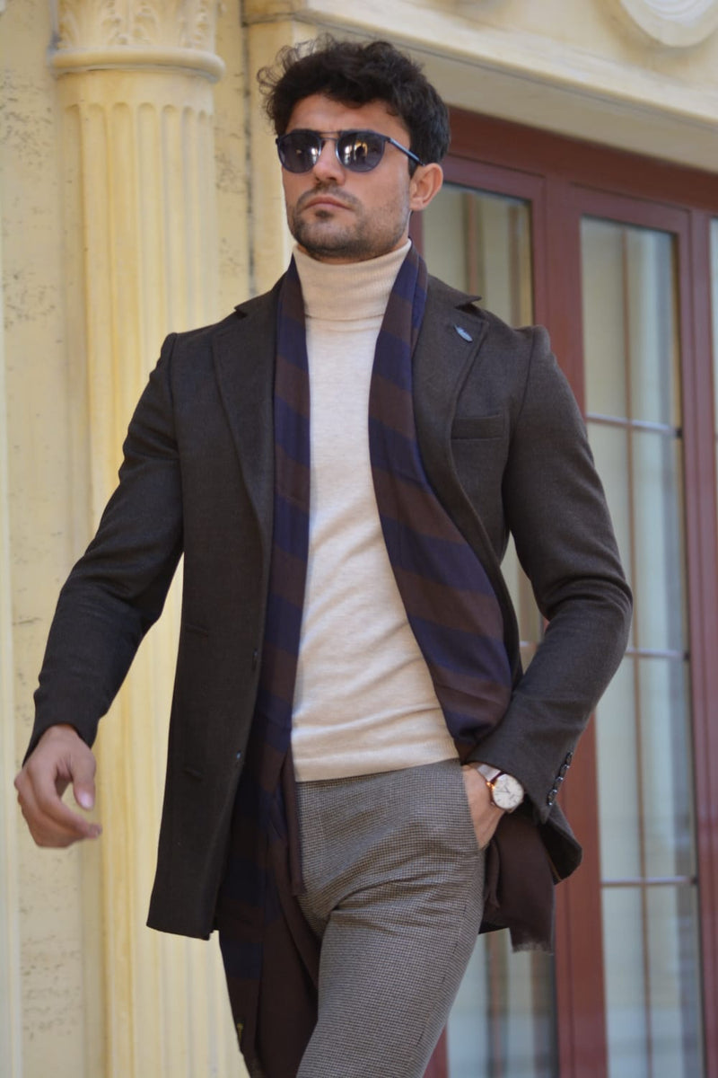 Saponi Slim-fit Wool Coat Brown | BOJONI