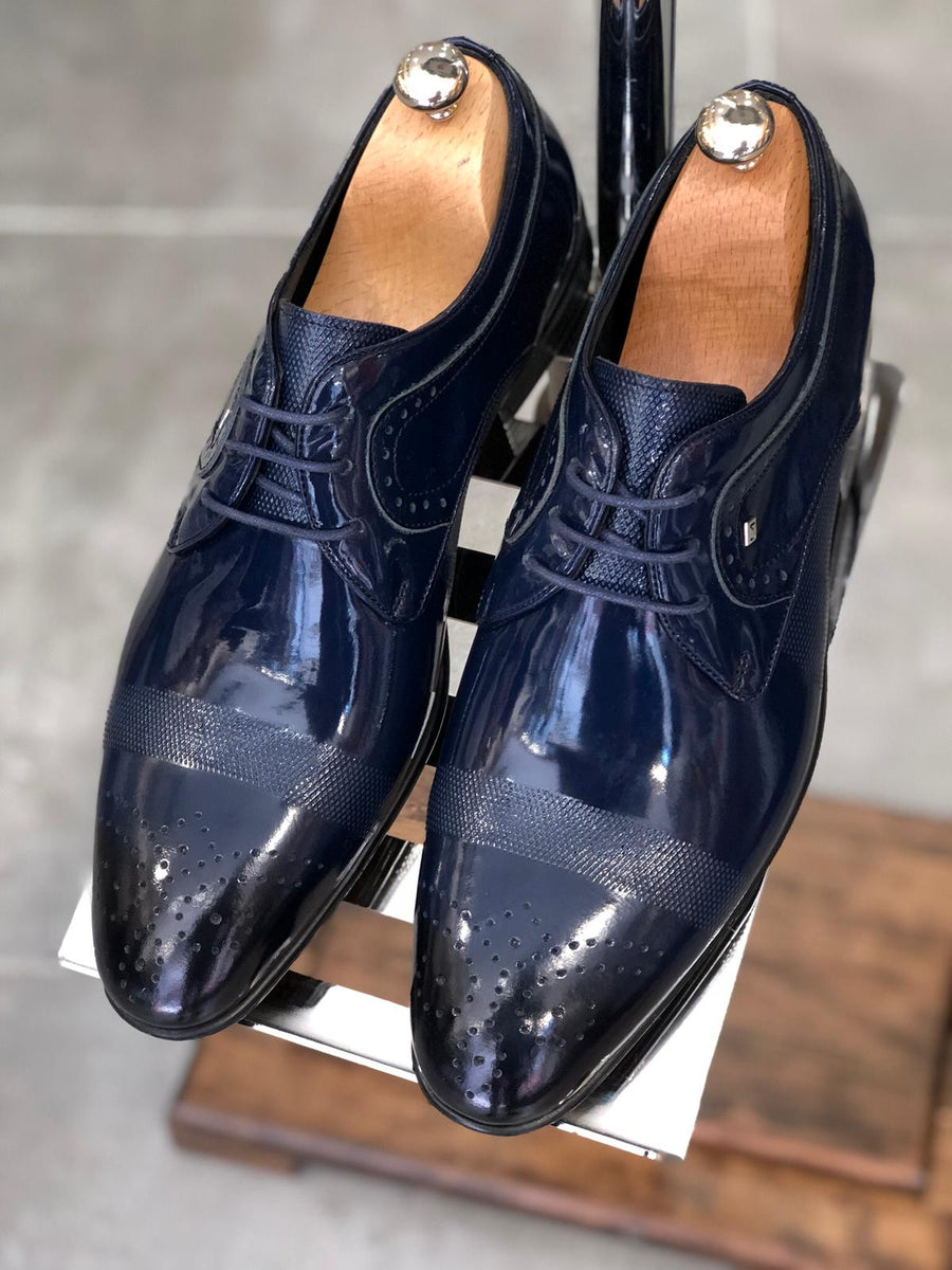 Marc Laced Patent Leather Shoes Navy – BOJONI
