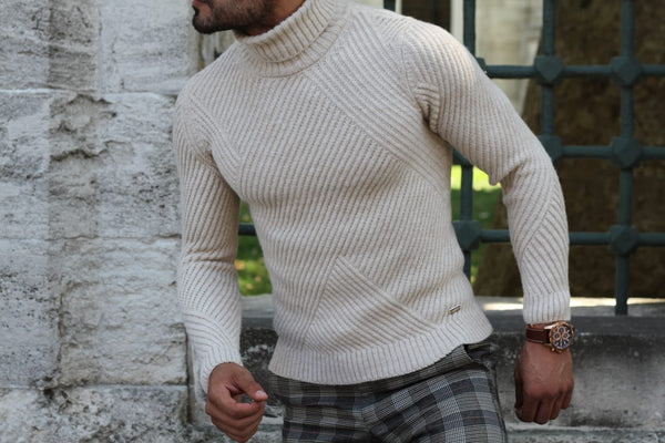 Patrick Slim-Fit Knitted Sweater in Beige – BOJONI