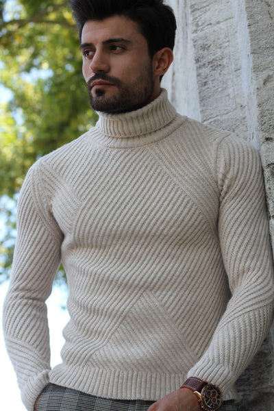 Patrick Slim-Fit Knitted Sweater in Beige | BOJONI
