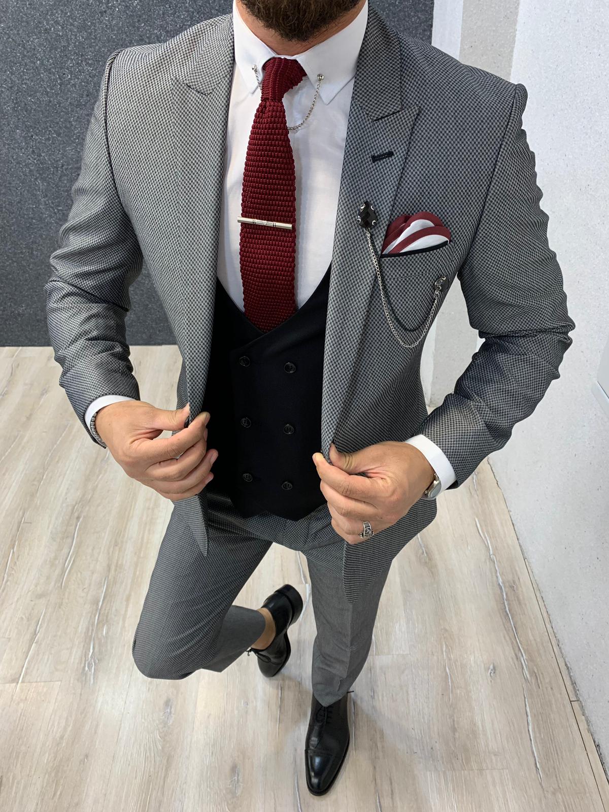 Allan Slim Fit Suit Gray – BOJONI