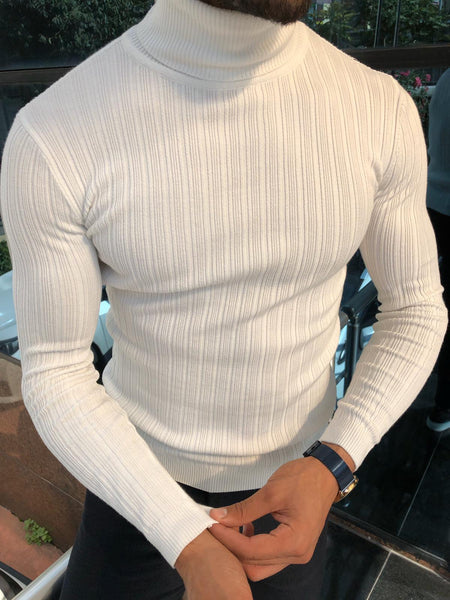 Santo Slim-Fit Turtleneck Knitwear White | BOJONI