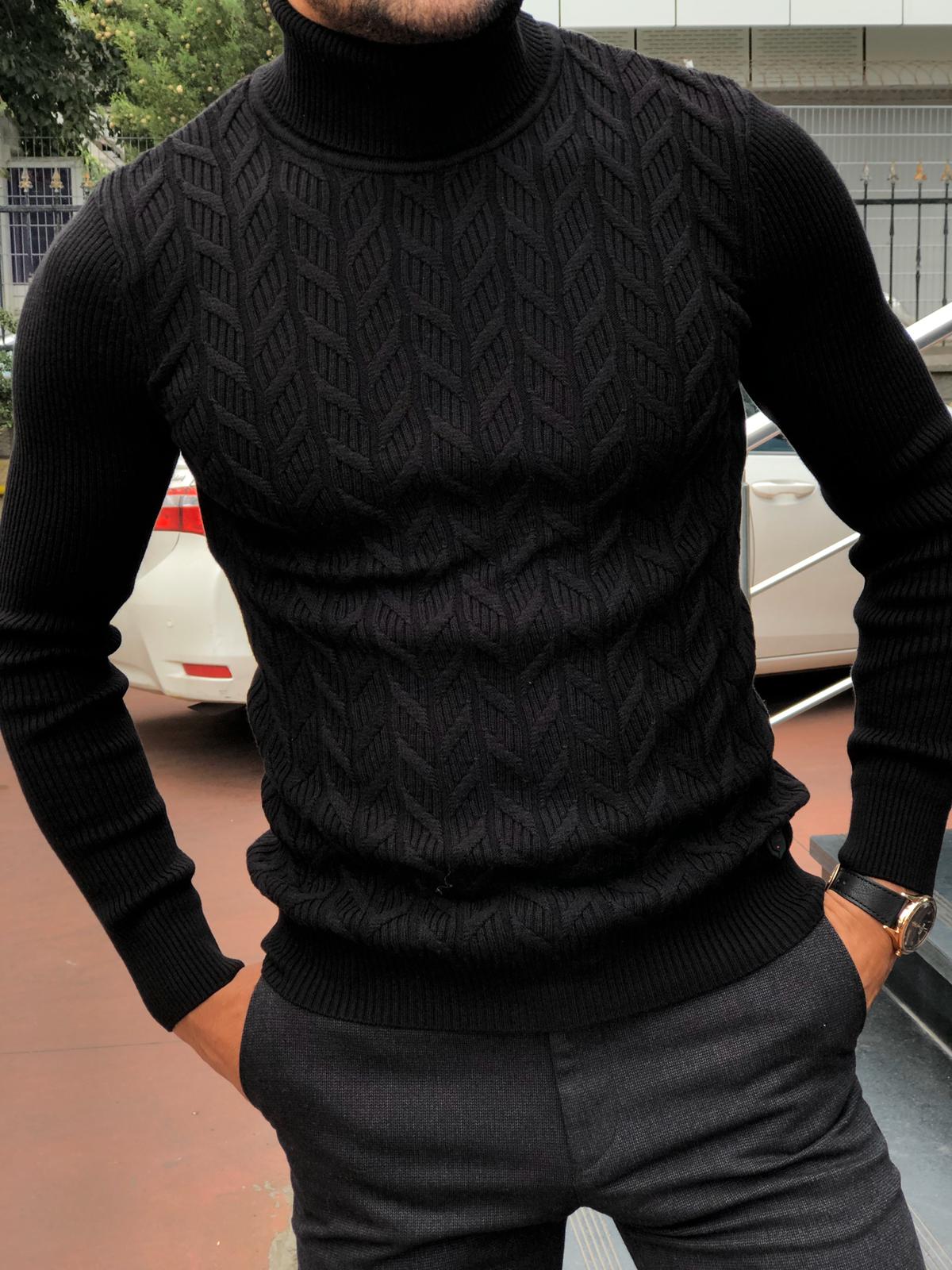 Calvin Slim-Fit Turtleneck Knitwear Black – BOJONI