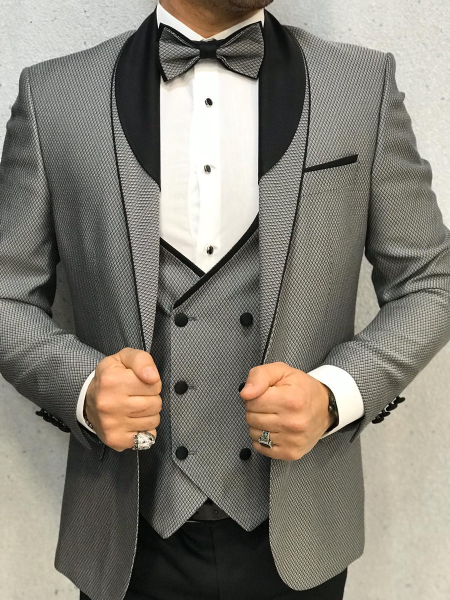 Royal Gray Slim Fit Tuxedo – BOJONI