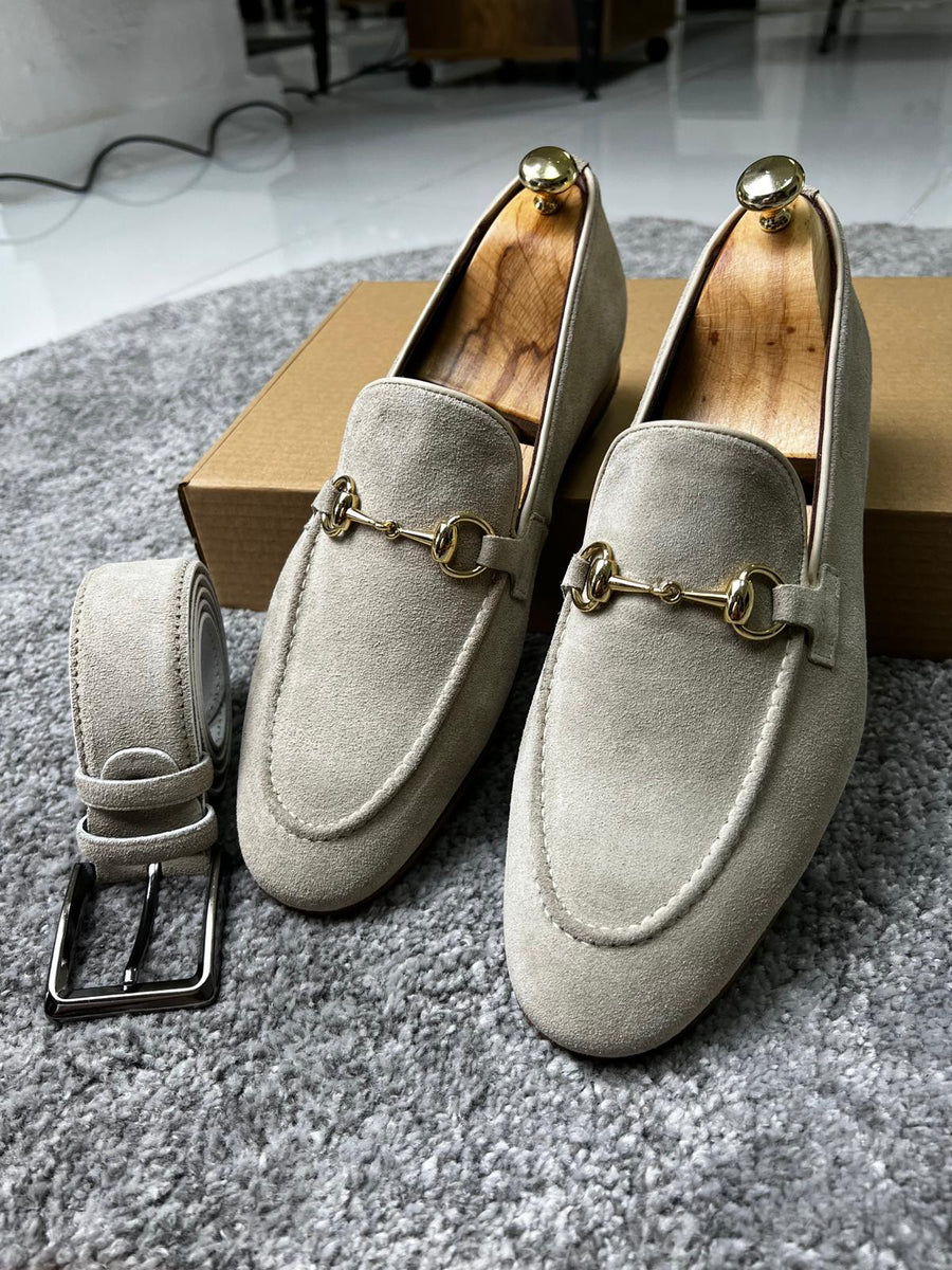 Bojoni Amato Special Edition Neolite Suede Beige Leather Loafer | BOJONI