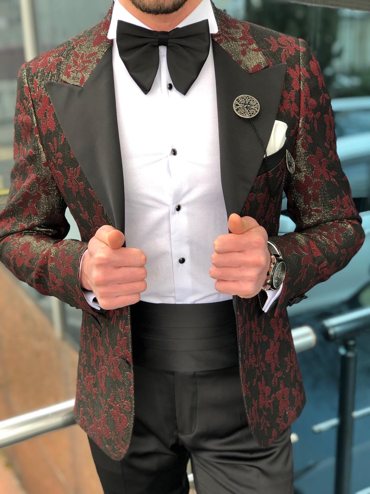 Slim-Fit Tuxedo Suit Claret red – BOJONI