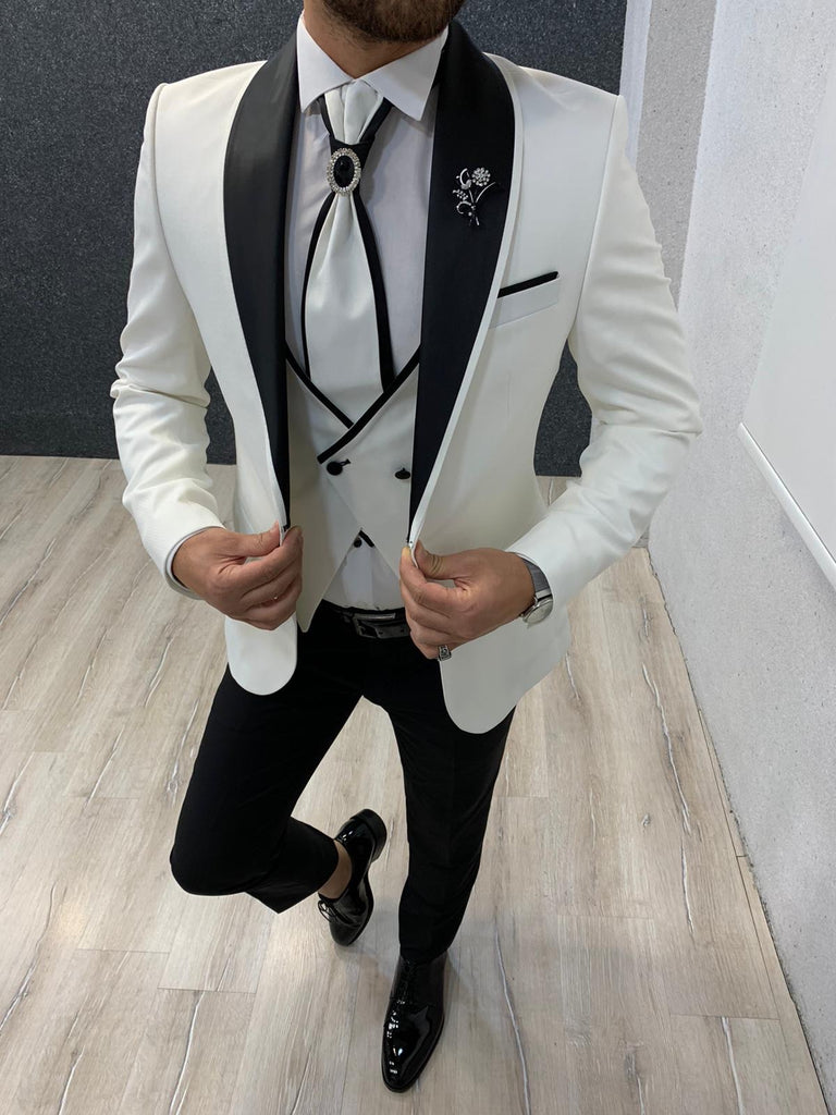 Lanso Slim Fit Tuxedo White | BOJONI