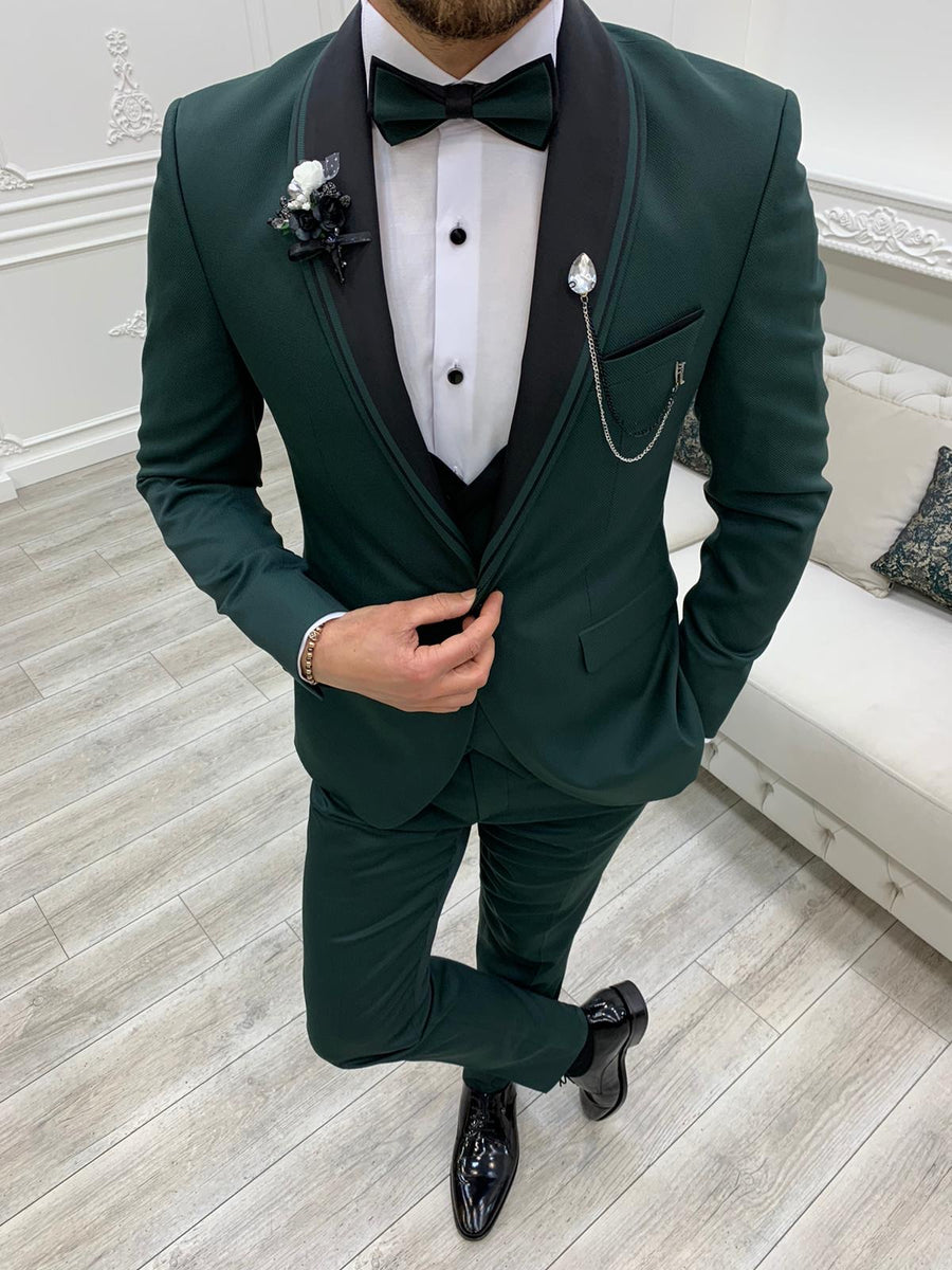 Partoni Royal Green Slim Fit Tuxedo | BOJONI