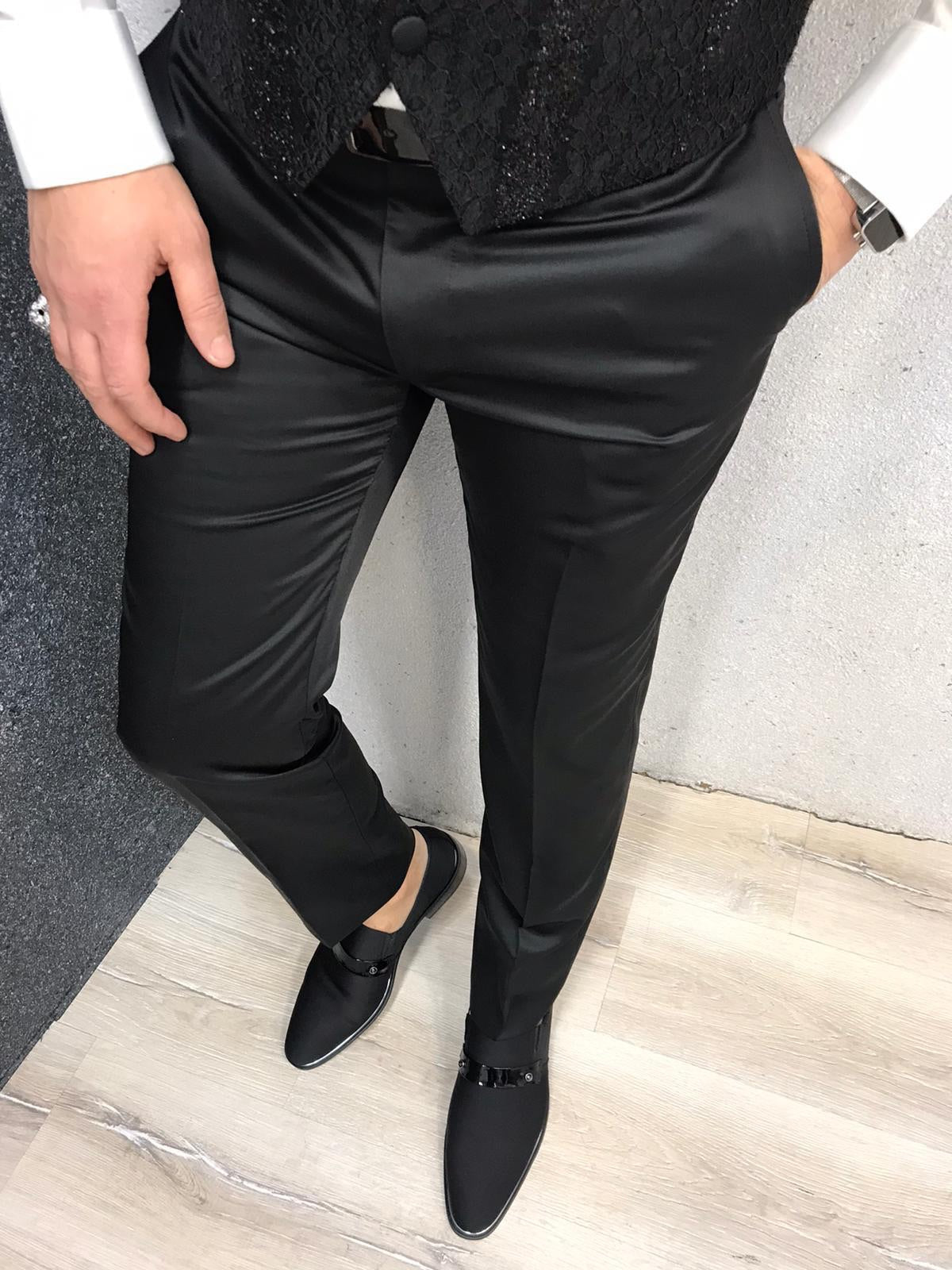 Napoli Black Slim Fit Diamond Tuxedo | BOJONI