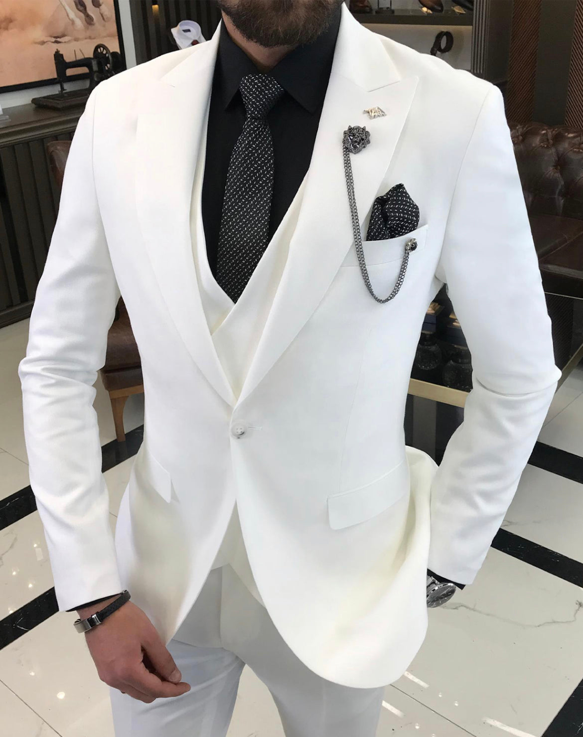 Bojoni Dayton Slim Fit White Suit | BOJONI