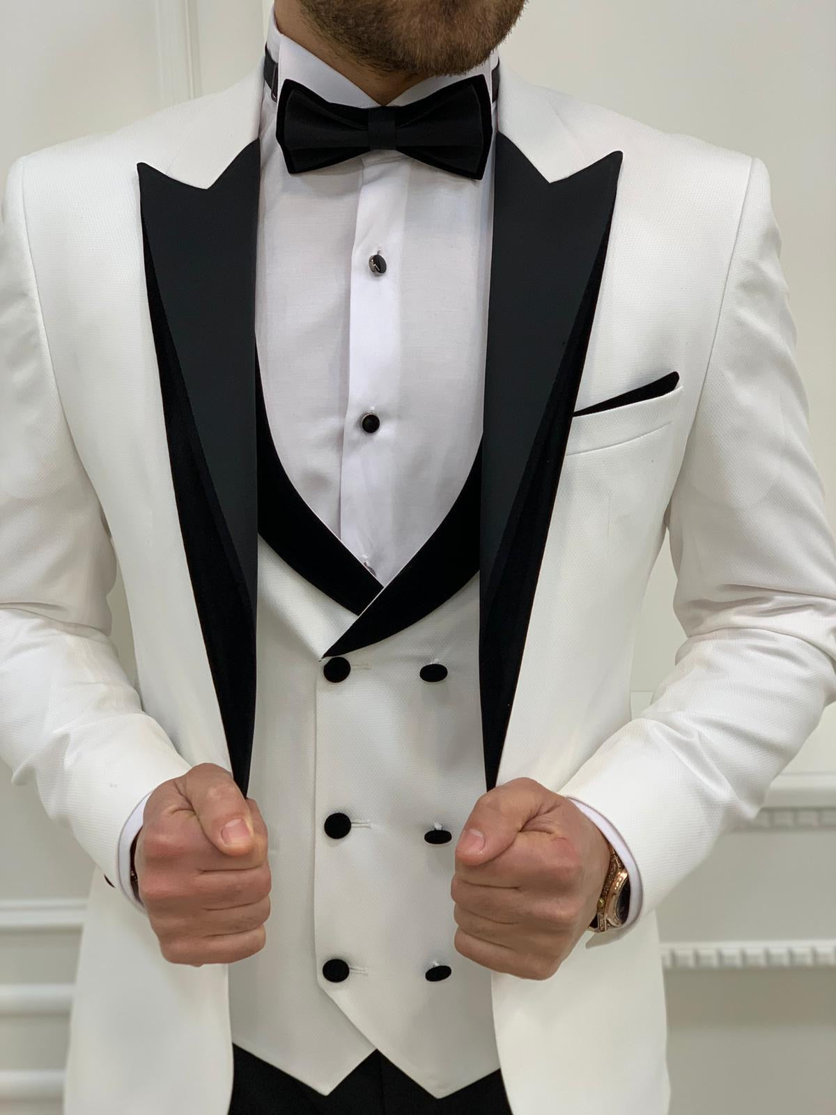 Petrucci Royal White Slim Fit Tuxedo | BOJONI