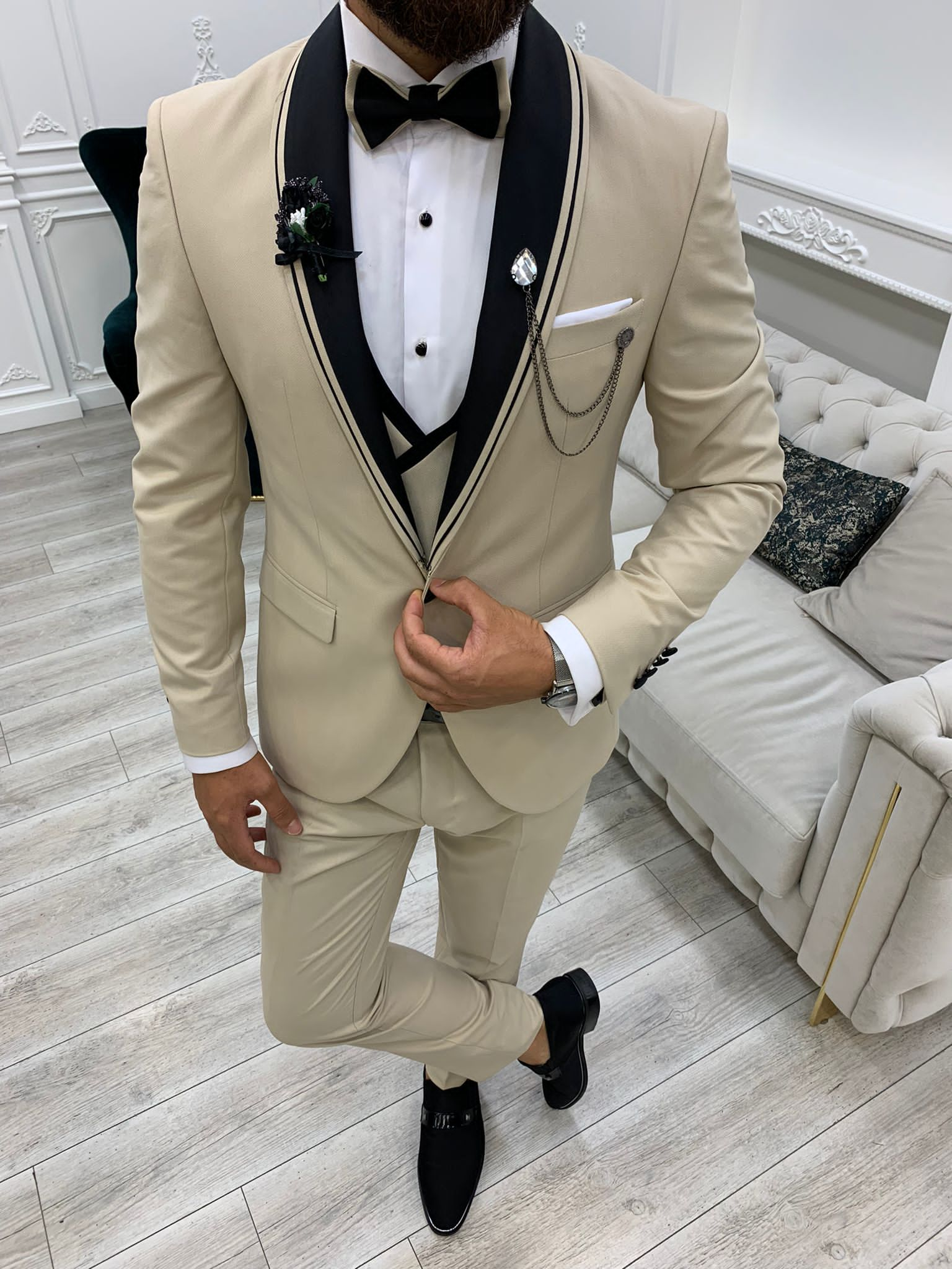 Rocca Cream Slim Fit Tuxedo | BOJONI