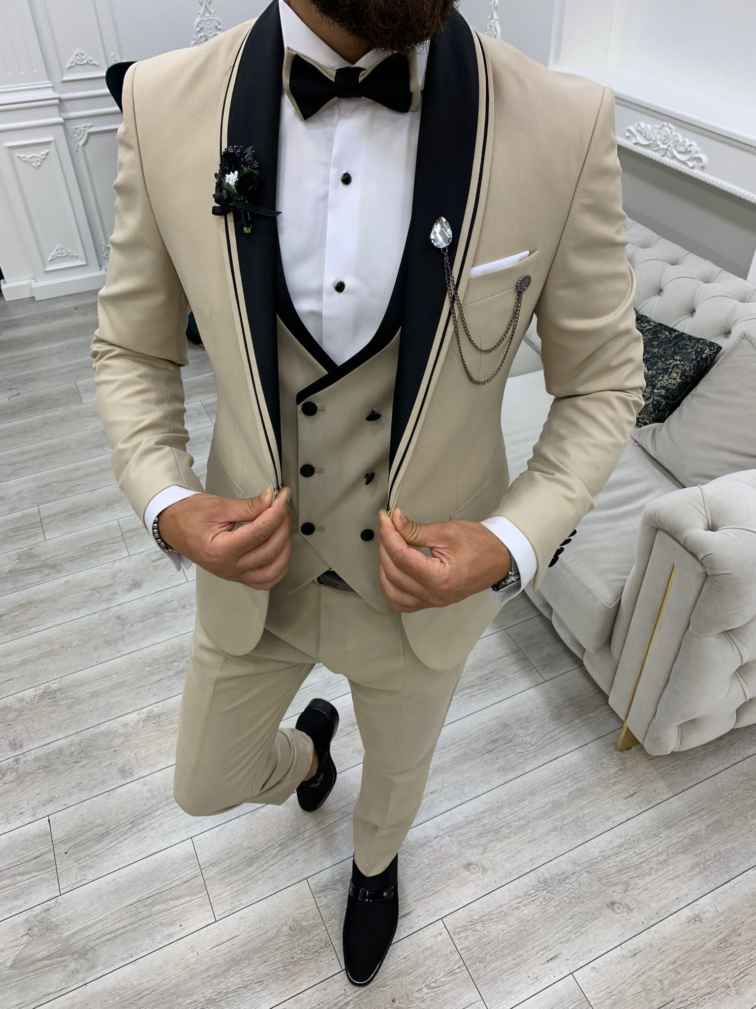 Rocca Cream Slim Fit Tuxedo | BOJONI