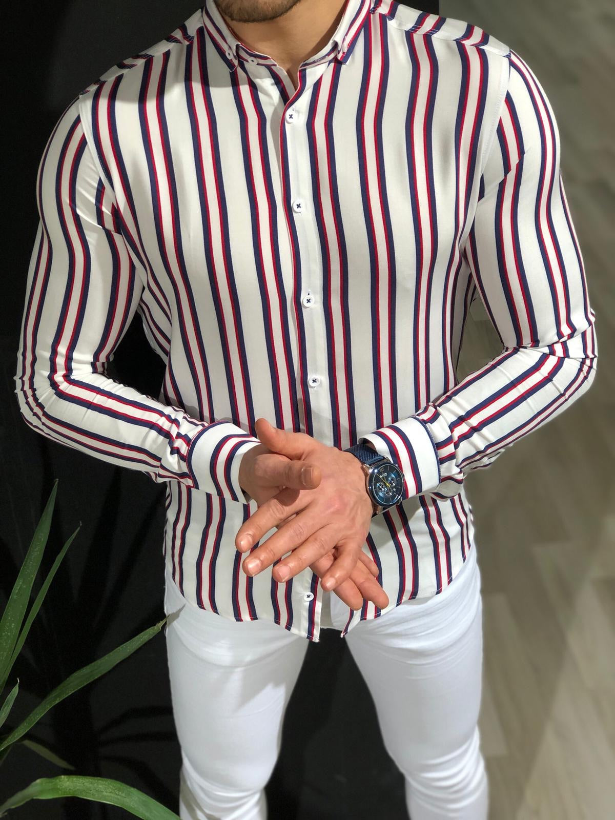 Benso Slim-Fit Striped Shirt (4 Colors) – BOJONI