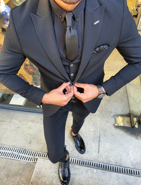 Bojoni Mannelli Black Slim Fit Suit | BOJONI