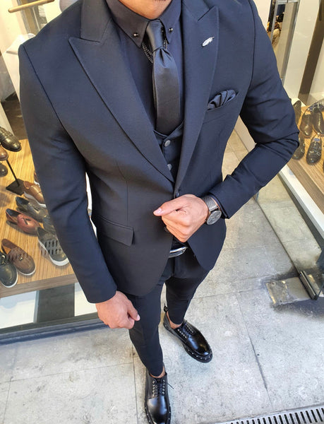 Bojoni Mannelli Black Slim Fit Suit | BOJONI