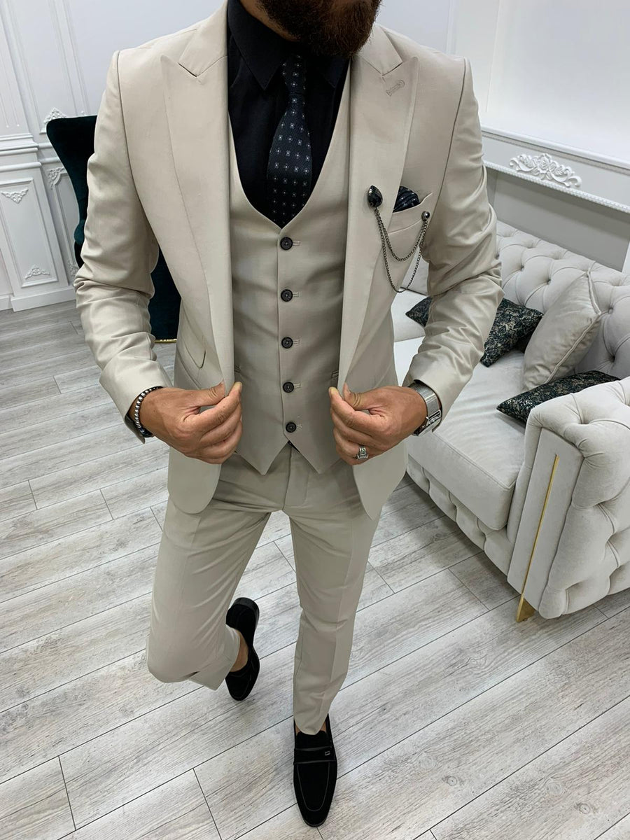 Boston Beige Slim Fit Suit | BOJONI