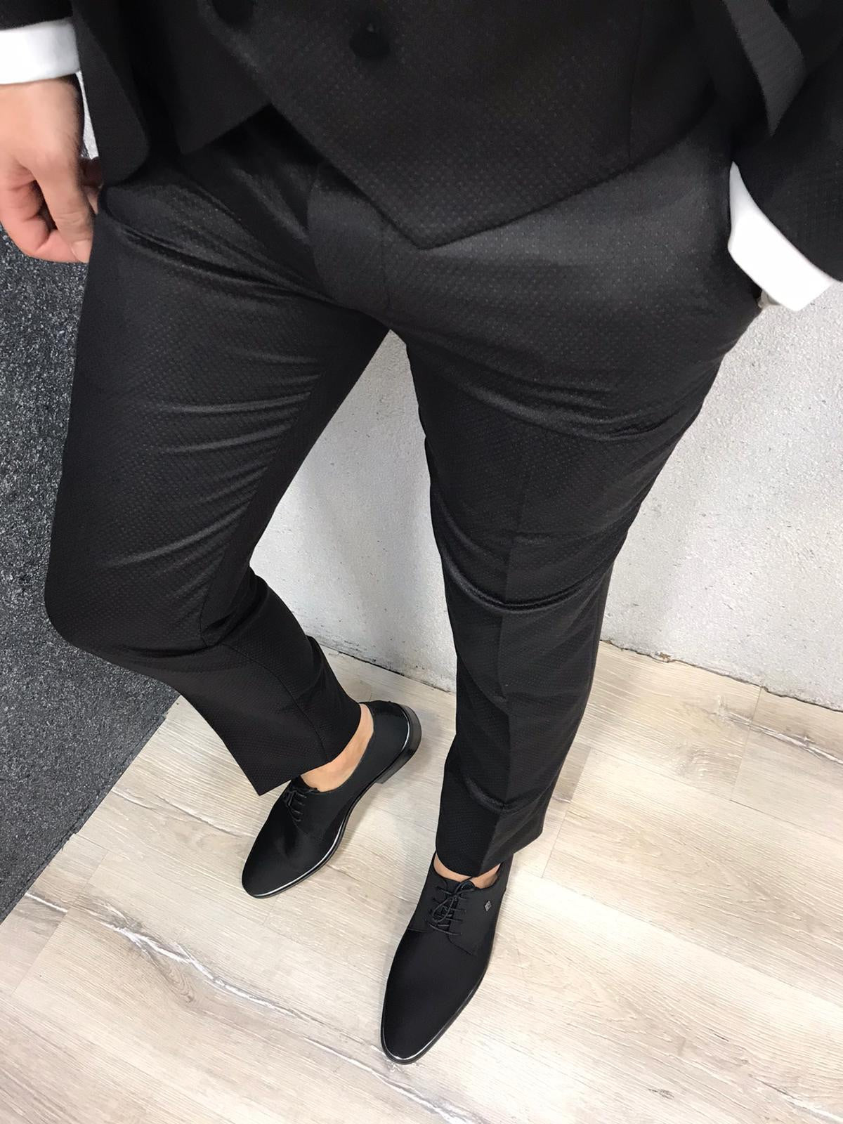 Nova Slim Fit Velvet Black Tuxedo | BOJONI