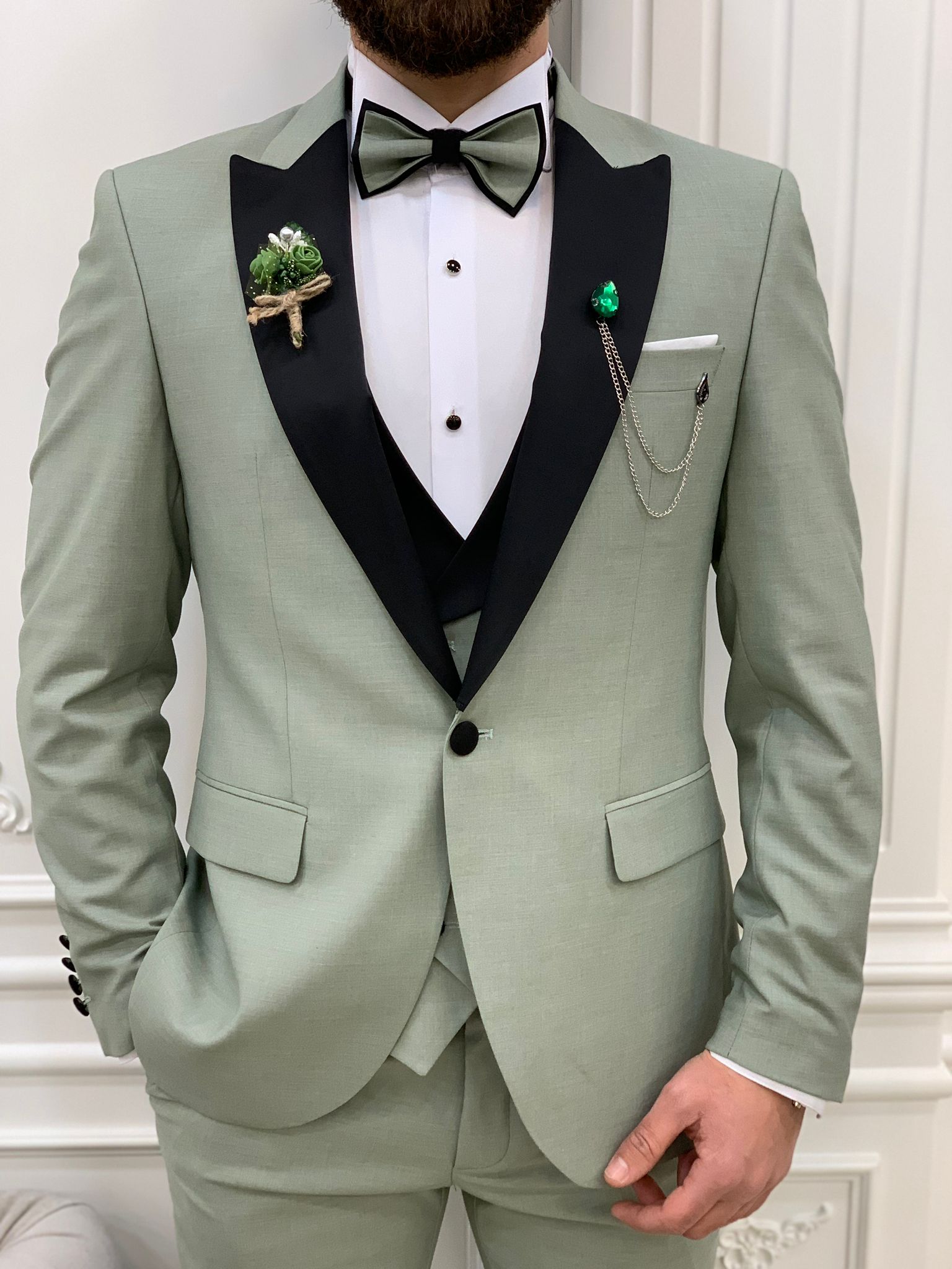 Bojoni Perris Water Green Slim Fit Tuxedo | BOJONI