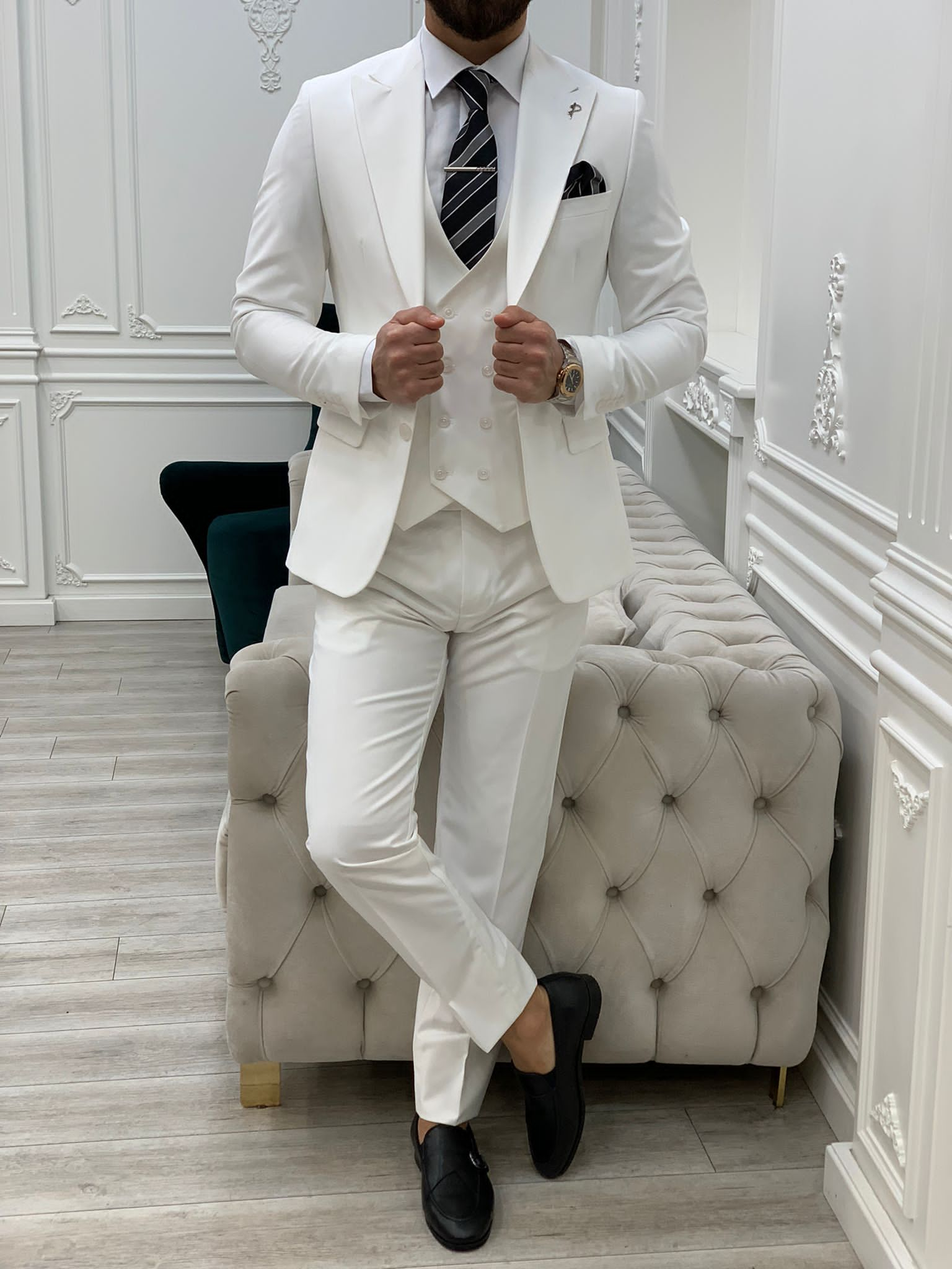 Bojoni Monte White Slim Fit Suit | BOJONI