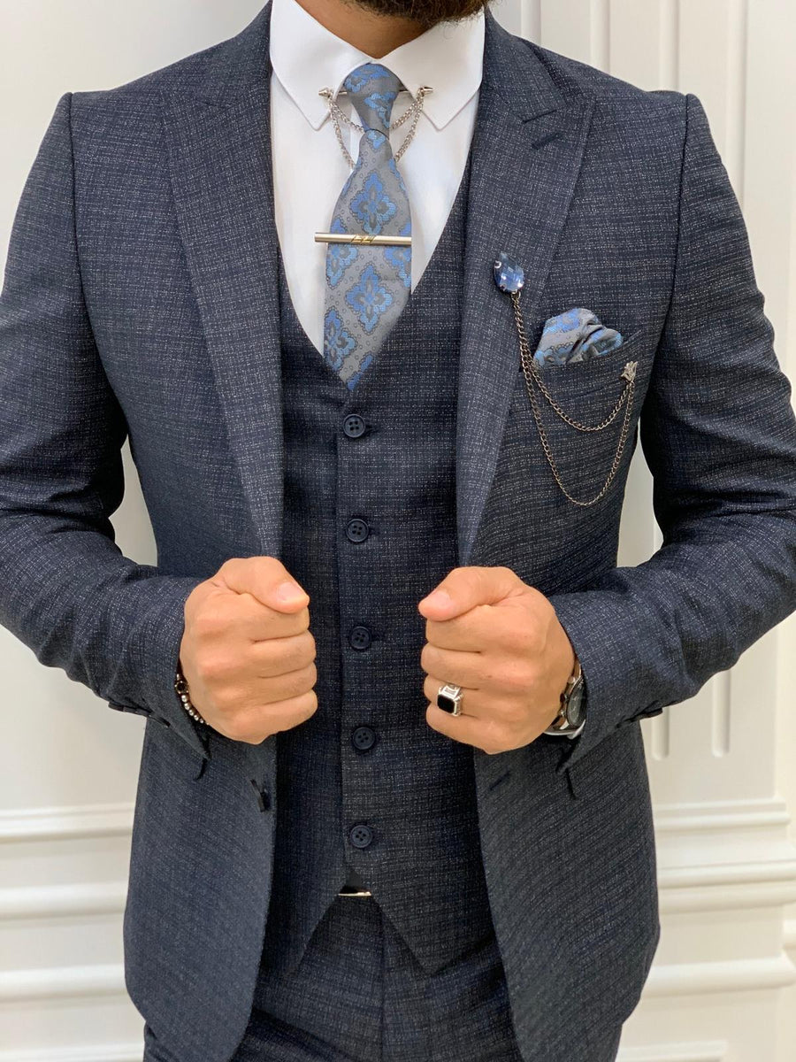 Vermont Navy Blue Slim Fit Suit | BOJONI
