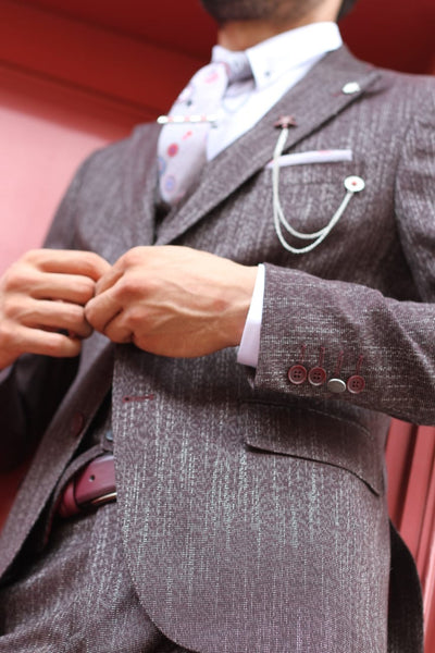 Slim-Fit Patterned Suit Vest Claretred | BOJONI