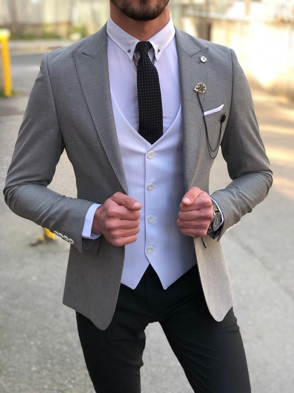 Gray Suit BOJONI | Vest Slim-Fit Marc