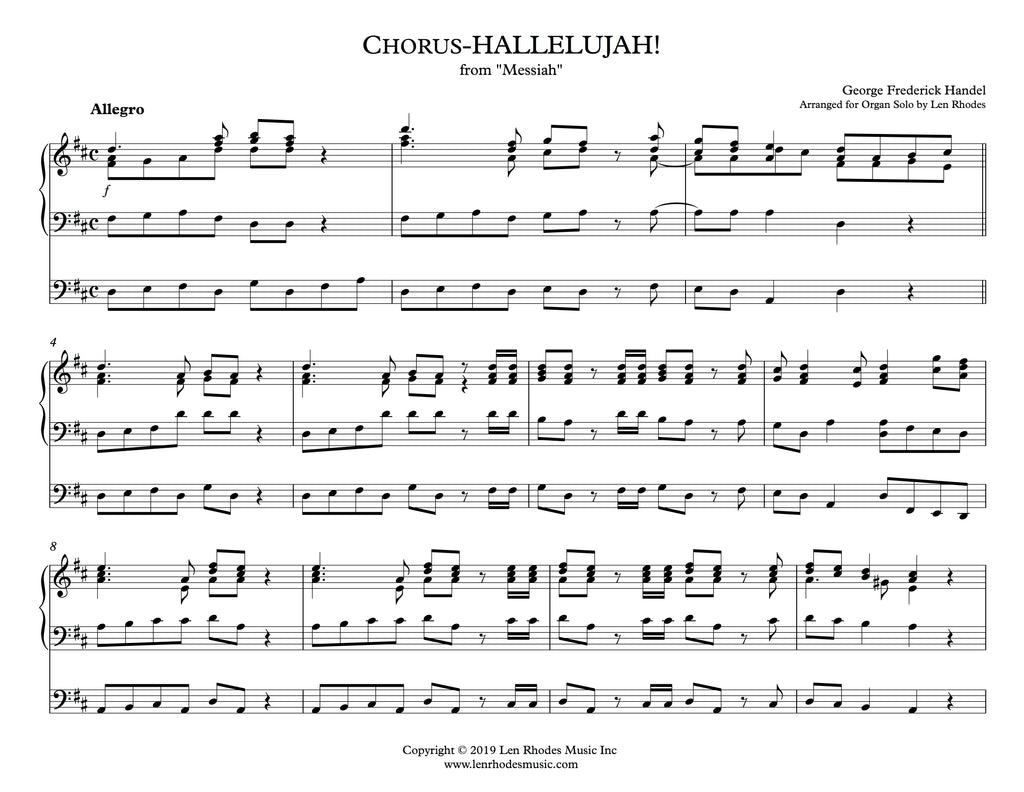 Hallelujah Chorus - Handel's "Messiah' for Organ solo – Len Rhodes