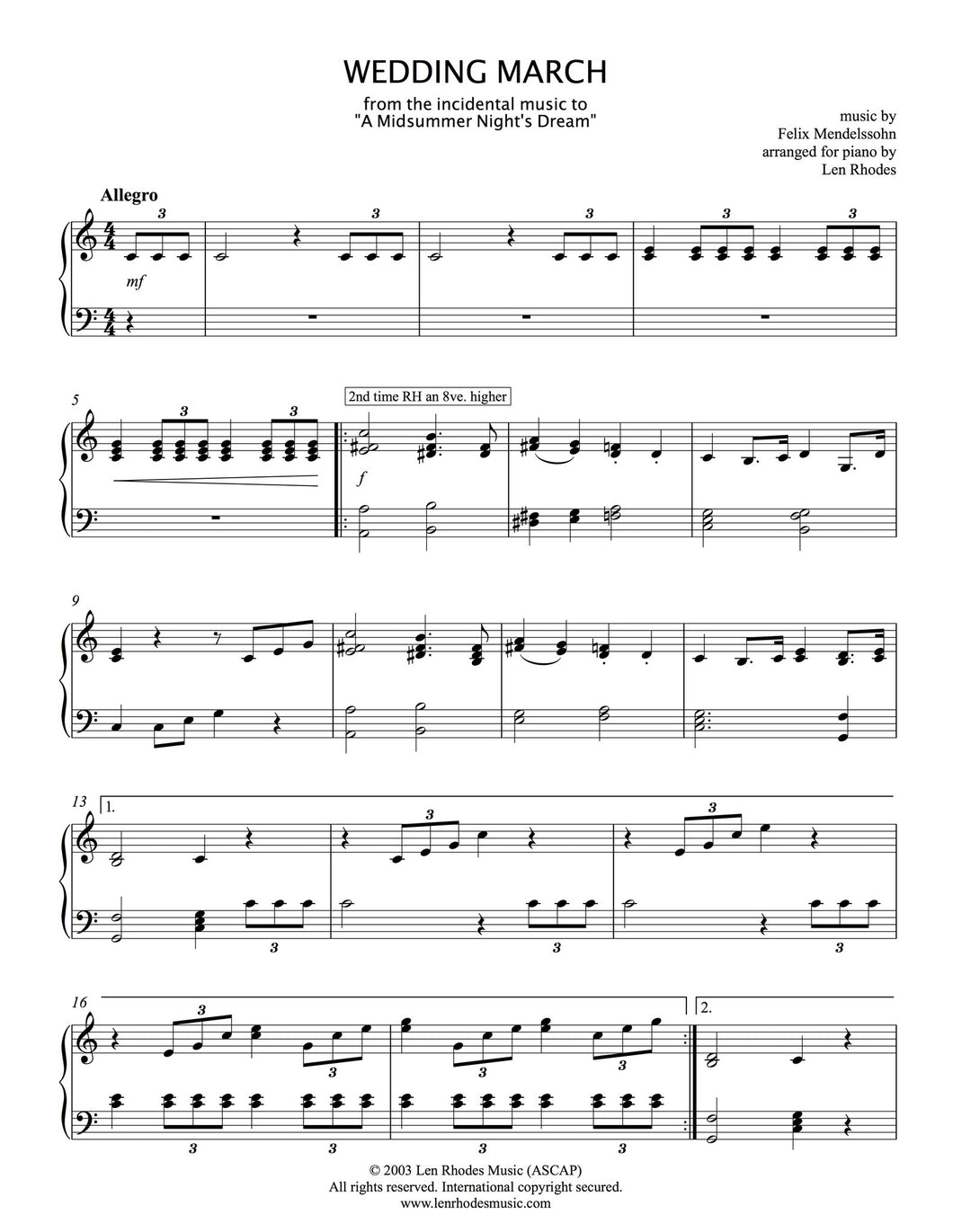 Mendelssohn Sheet Music