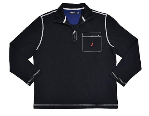 Download Nautica Mens Half Zip Mock Neck Sweatshirt - Black - Fast ...