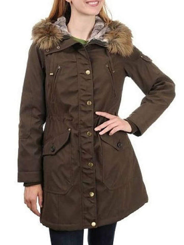 1 madison expedition women's faux fur hooded parka jacket