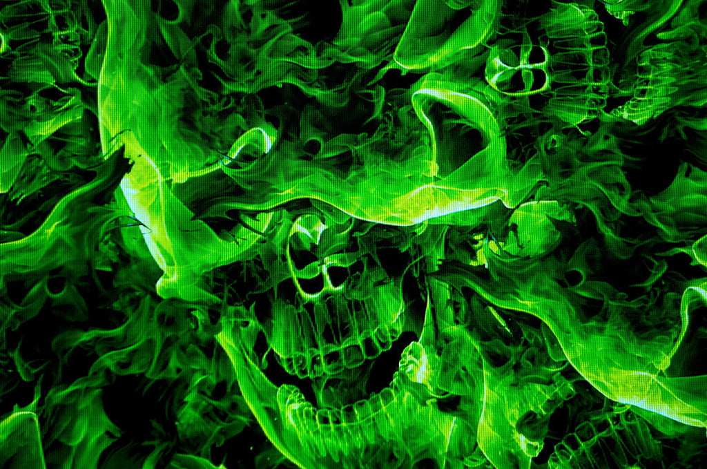 Green Burning Skulls Kansas Hydrographics