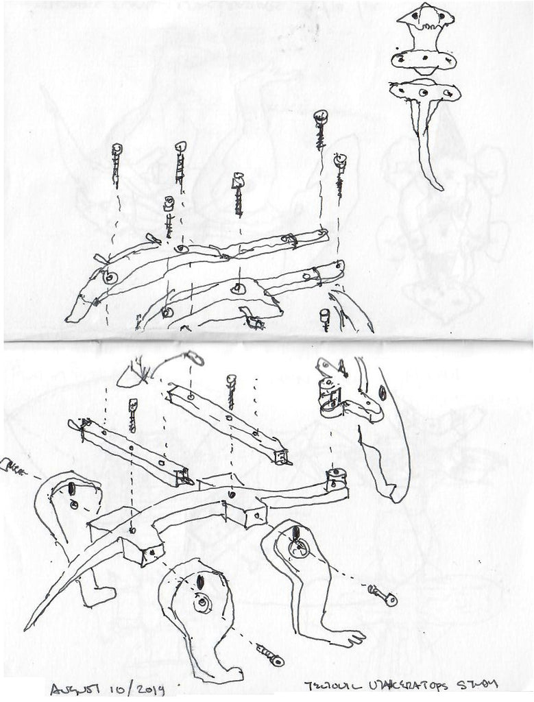 pull apart design diagram of the Tectonic Utahceratops Toy