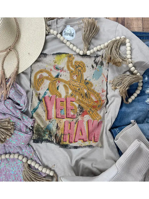 Splatter Cowboy YeeHaw Tee. - Missy's Boutique