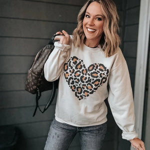 Leopard Heart Sweatshirt - Missy's Boutique