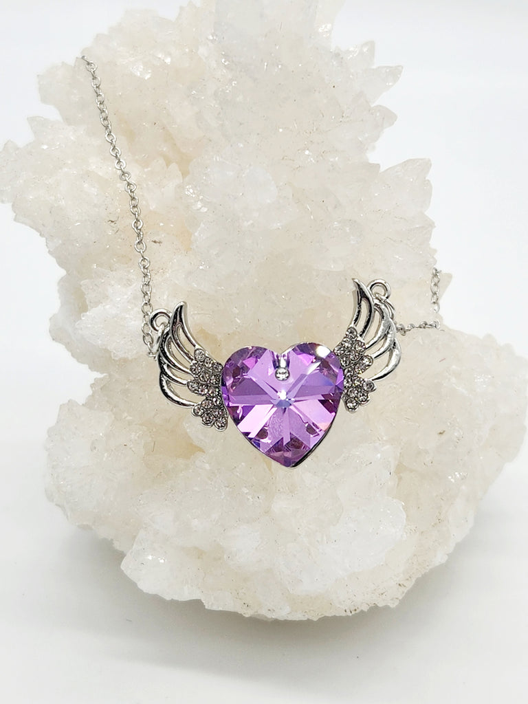 Flying Heart Necklace - Winged Heart Charm - Gwen Delicious Jewelry Designs