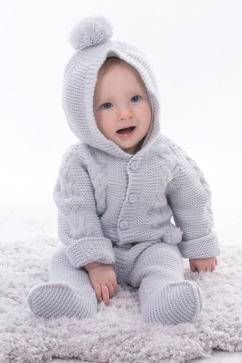 knitted baby pram suit