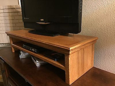 Tv Riser Stand In Traditional Style Double Tier Shelf In Medium