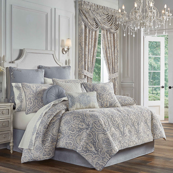 Crystal Palace French Blue 4 Piece Comforter Set Latest Bedding 