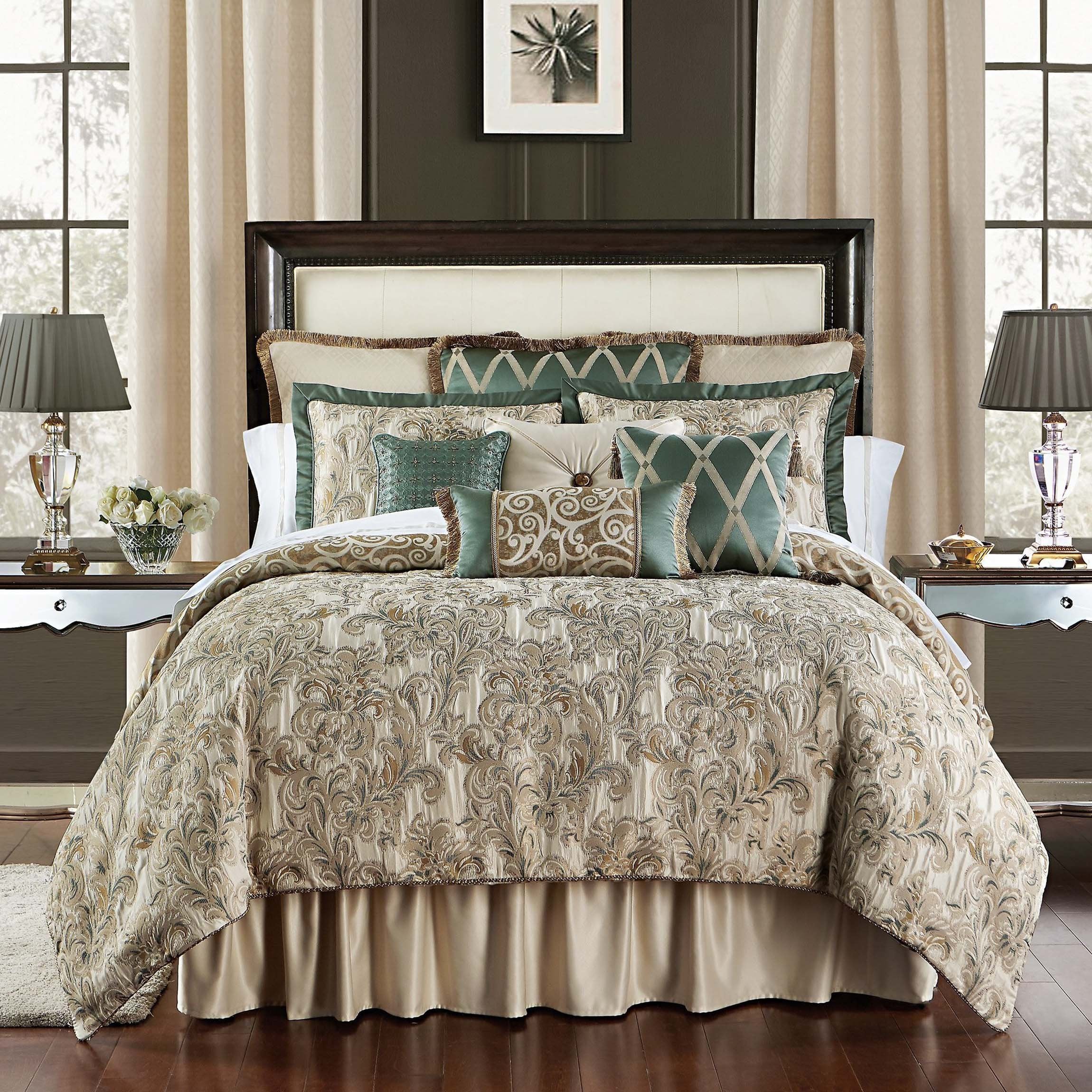 Anora Brass Jade 4 Piece Reversible Comforter Set By Waterford