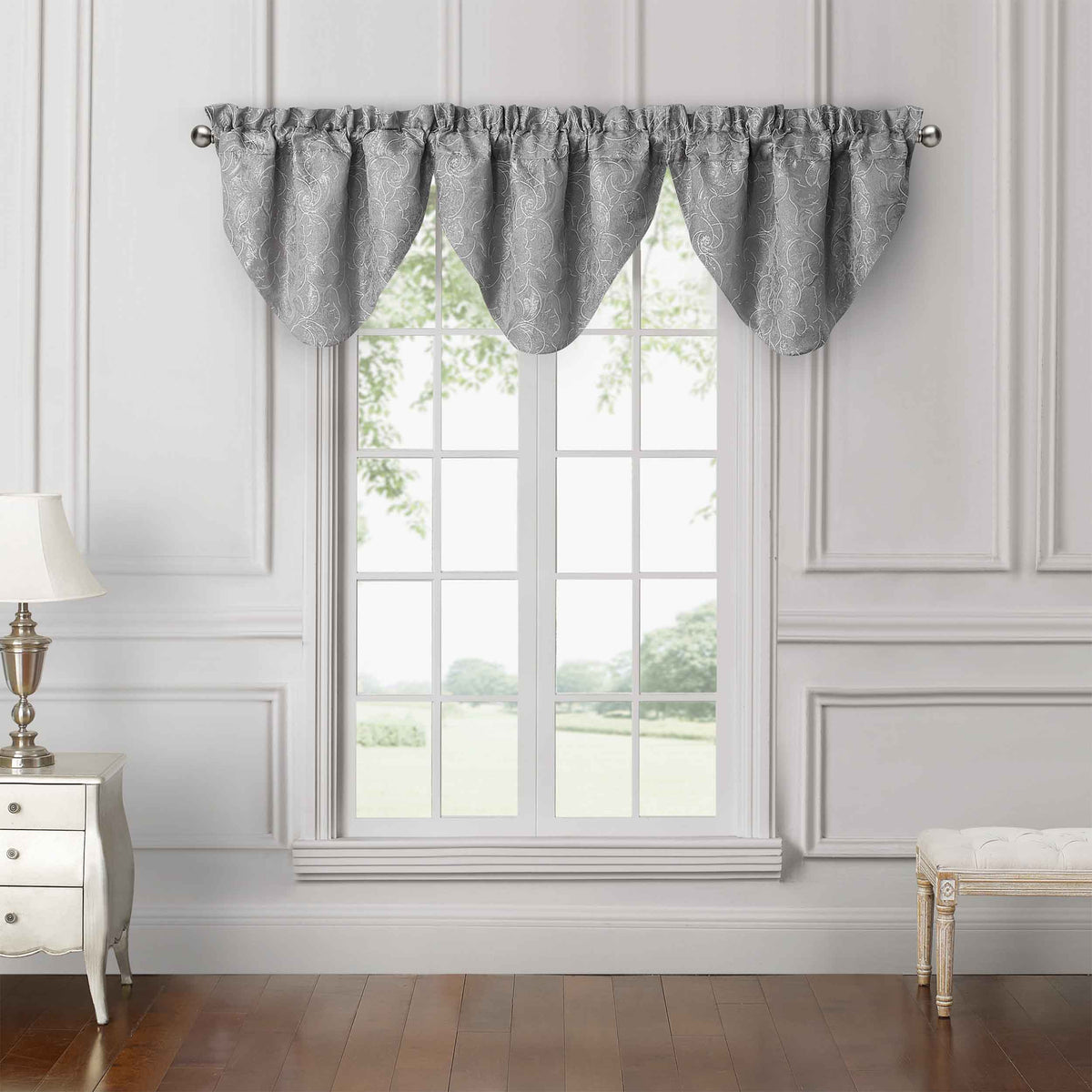 Belissa Grey Cascade 3-Piece Valance Set – Latest Bedding