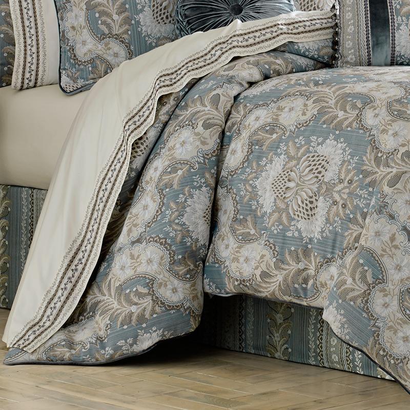 Crystal Palace French Blue 4 Piece Comforter Set By J Queen Latest Bedding 