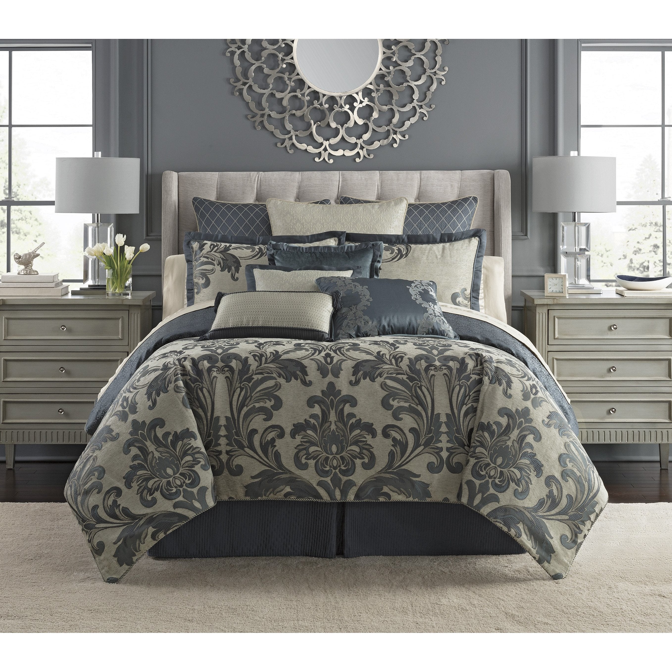 Everett Teal 4 Piece Reversible Comforter Set By Waterford