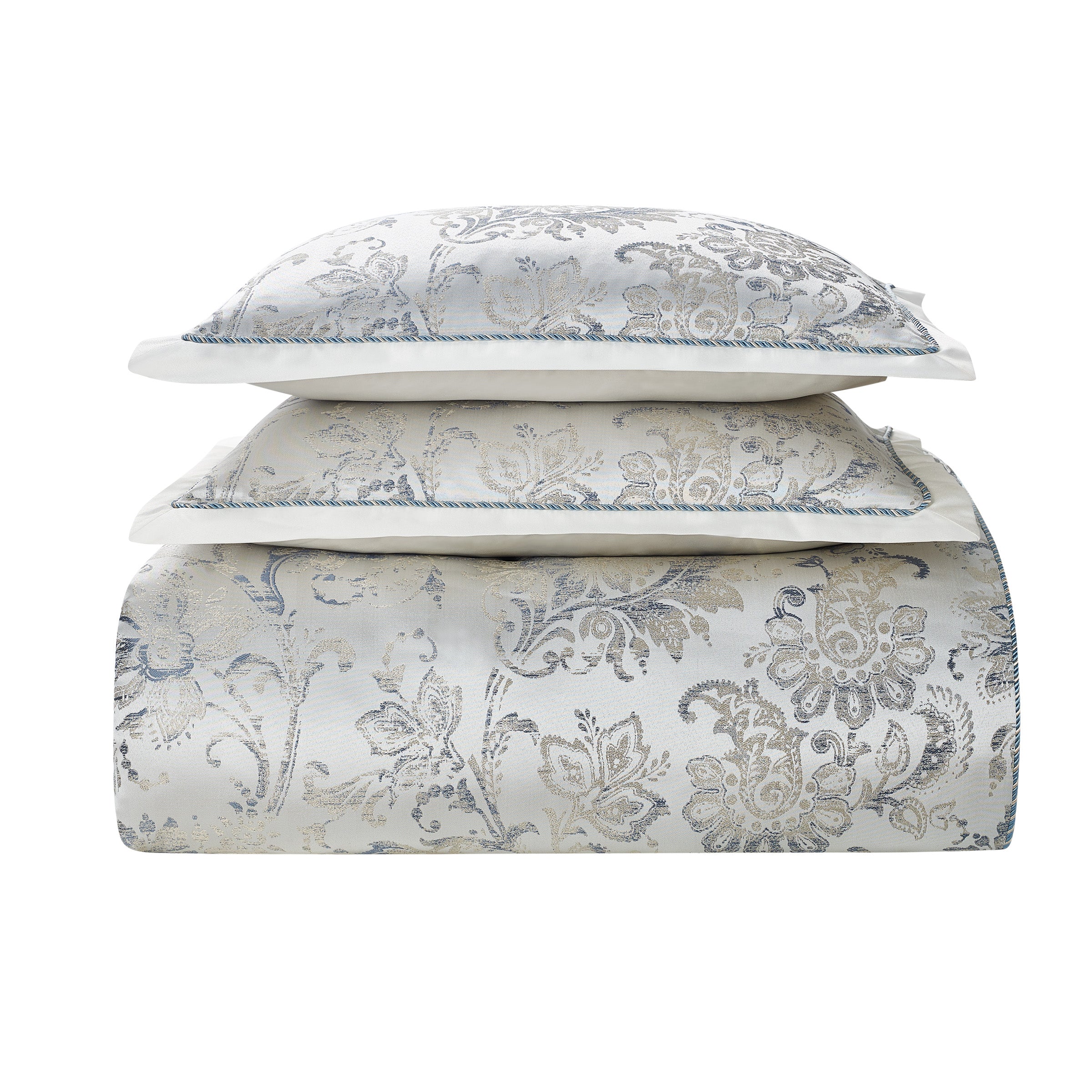 Waterford Lynne Blue/Ivory 4-Piece Comforter Set – Latest Bedding